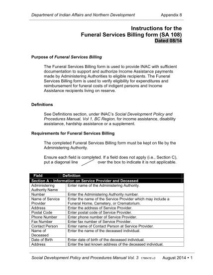 63563905-department-of-indian-affairs-and-northern-development-appendix-8-instructions-for-the-funeral-services-billing-form-sa-108-dated-0814-purpose-of-funeral-services-billing-the-funeral-services-billing-form-is-used-to-provide-inac-with