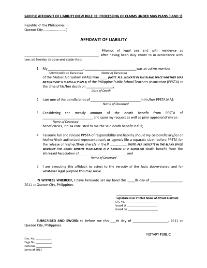 Sample Affidavit Format Philippines 6589