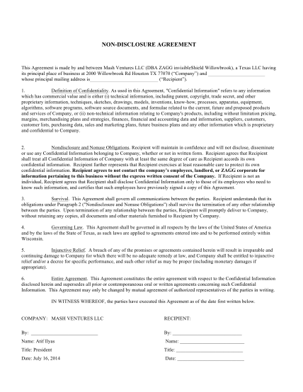 64476378-nondisclosure-agreement-this-agreement-is-made-by-and-between-mash-ventures-llc-dba-zagg-invisibleshield-willowbrook-a-texas-llc-having-its-principal-place-of-business-at-2000-willowbrook-rd-houston-tx-77070-company-and-whose-principa