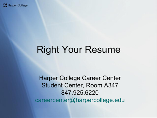 harper college resume help