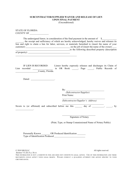 17 Unconditional Waiver And Release Upon Final Payment With Notary Free To Edit Download 7535