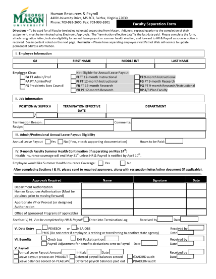 65674822-faculty-separation-form-human-resources-and-payroll-hr-gmu