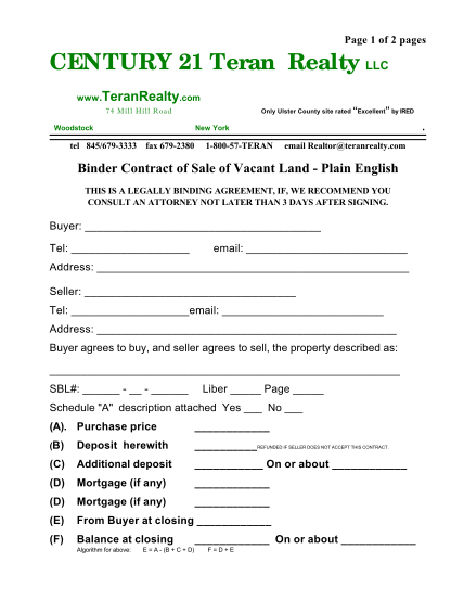 66184117-fillable-ulster-county-new-york-real-estate-binder-form
