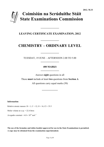 67340328-33-coimisin-na-scrduithe-stit-state-examinations-commission-leaving-certificate-examination-2012-chemistry-ordinary-level-tuesday-19-june-afternoon-2