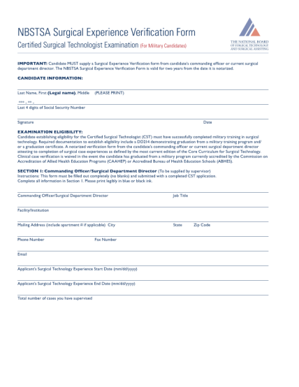 6820543-fillable-surgical-technologist-experience-verification-form-nbstsa