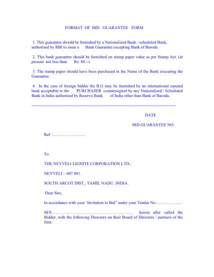 68243836-format-of-bid-guarantee-form-neyveli-lignite-corporation-limited