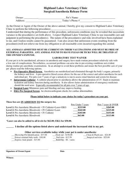6834776-highland-lakes-veterinary-clinic-surgicalanesthesia-release-form