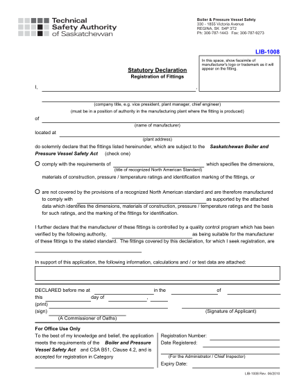 68392837-statutory-declaration-form-technical-safety-authority-of