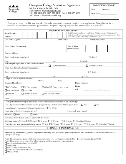6896077-admissionsform-admissions-application-form--chesapeake-college-other-forms-chesapeake
