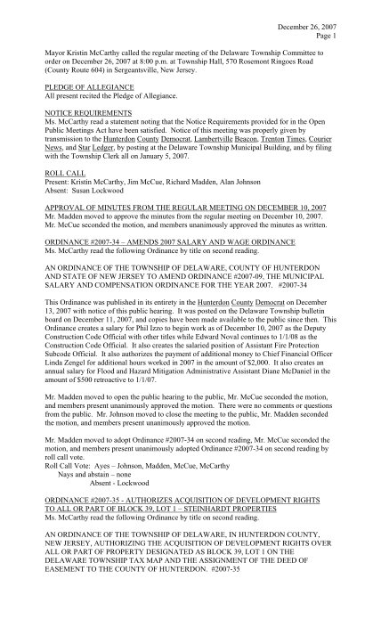 68998905-mayor-kristin-mccarthy-called-the-regular-meeting-of-the-delaware-township-committee-to-order-on-december-26-2007-at-8-delawaretwpnj