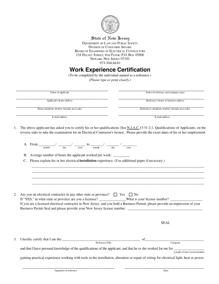 69091-fillable-board-of-examiners-of-electrical-contractors-nj-work-experience-certification-form-nj