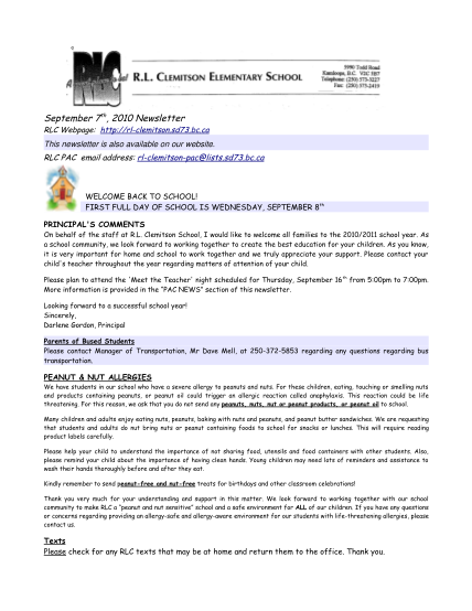 69230540-september-7th-2010-newsletter-rl-clemitson-elementary-rl-clemitson-sd73-bc