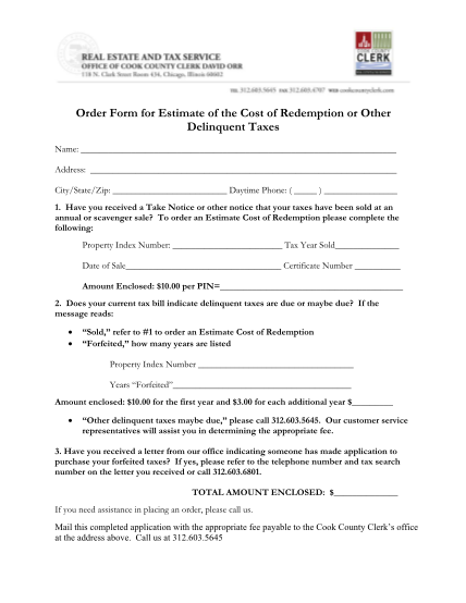 6945312-estimate20fo-r20the20c-ost20of20-redemption-order-form-for-legal-descriptions--cook-county-clerk39s-office-other-forms