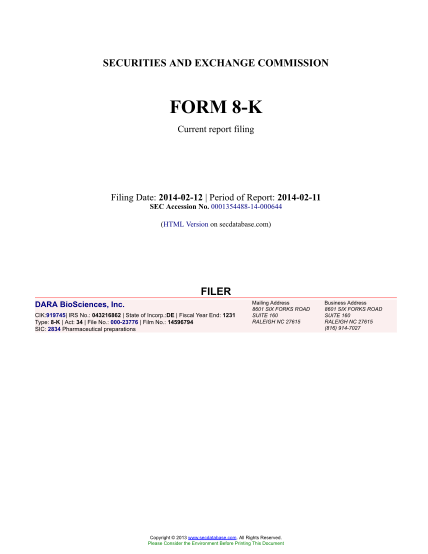 70080458-dara-biosciences-inc-form-8-k-current-report-filed-2014-02-12
