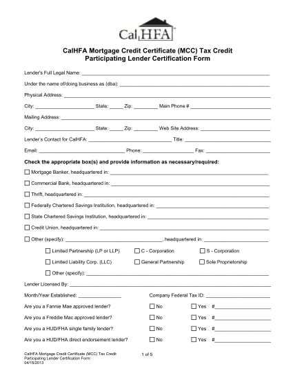 7013503-mcc-certification-mcc--tax-credit-participating-lender-certification-form-other-forms-calhfa-ca