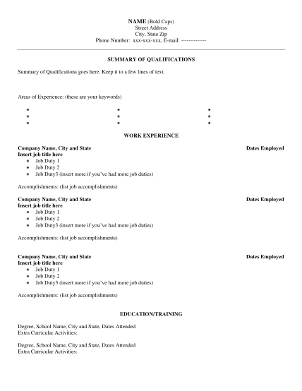7016595-blank-resume-shell-blank-resume-guideline--hire-heroes-usa-other-forms-hireheroesusa