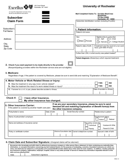 7029285-fillable-excellus-subscriber-claim-form-fax-number-rochester