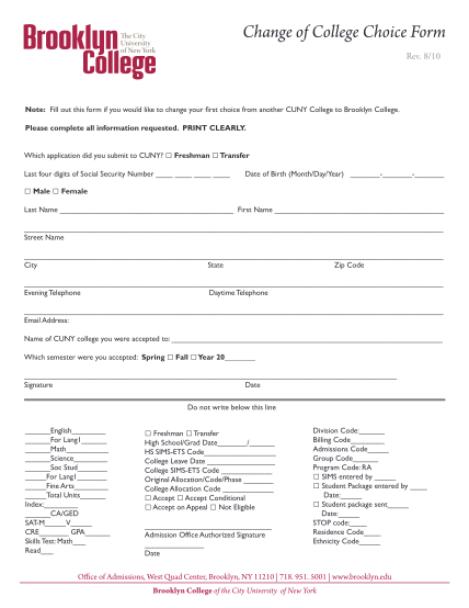 7039107-fillable-change-of-college-form-brooklyn-cuny