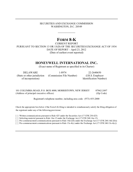 7052627-8-k_2012_annual_m-eeting_voting_r-esults-form-8-k-honeywell-international-inc-other-forms