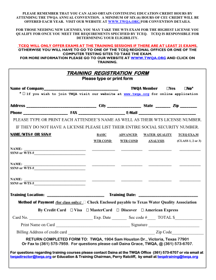 7092993-2012trainingreg-form-complete-and-fax-a-registration-form--texas-water-quality-association-other-forms-twqa