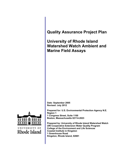 7093241-quality-assurance-project-plan-university-of-rhode-island-watershed-uri