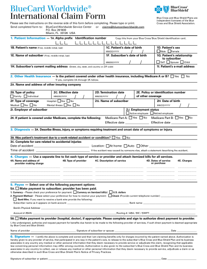 19 Bcbs International Claim Form Free To Edit Download And Print Cocodoc 6293