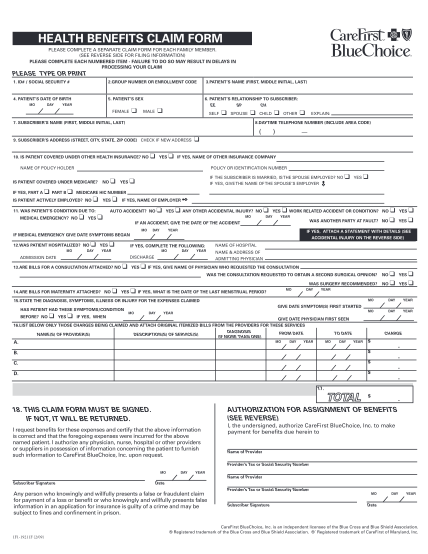 7107566-fillable-carefirst-health-benefits-claim-form-fillable