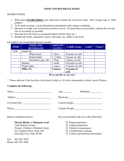 7108197-fillable-carb-counting-diary-form-intermountainhealthcare