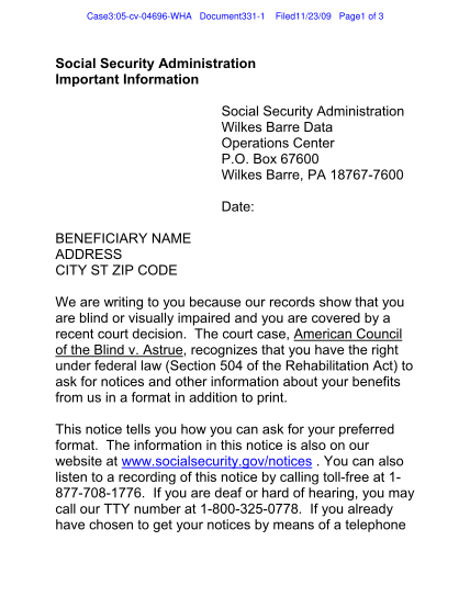 7116056-notice-of-relief-social-security-administration-important-information-social---dredf-other-forms-dredf
