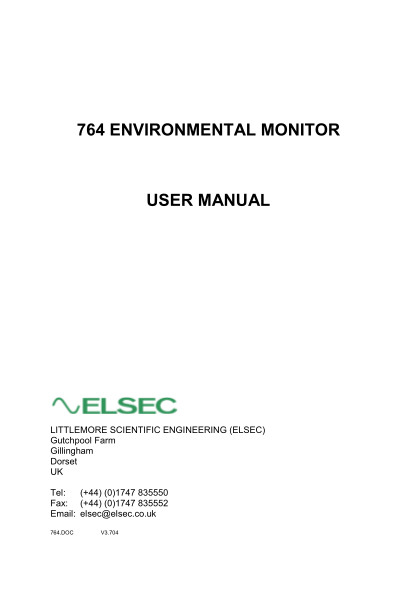 7123170-764manual-764-environmental-monitor-user-manual--elsec-other-forms