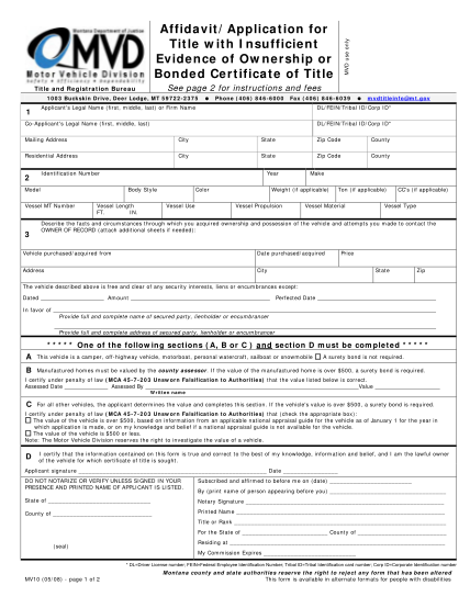 7134428-fillable-montana-evidence-of-ownership-or-bonded-certificate-of-title-form-mv10-sanderscounty-mt