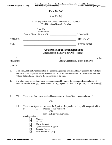 71453607-supreme-court-of-newfoundland-and-labrador-family-division-form-56a24c-affidavit-of-applicantrespondent-uncontested-family-law-proceeding-court-nl