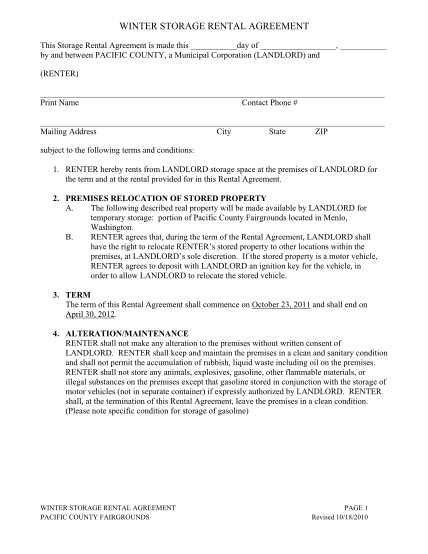 26 Storage Space Rental Agreement page 2 - Free to Edit, Download ...