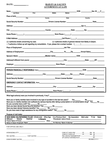 19 Client Intake Form Law Firm Pdf Free To Edit Download And Print Cocodoc 4717