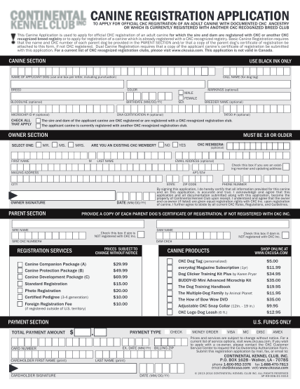 7164739-fillable-continental-kennel-club-canine-registration-application-form