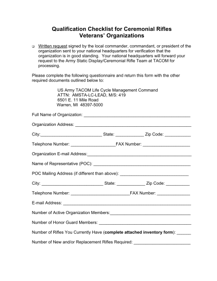 7194424-fillable-qualification-checklist-for-ceremonial-rifles-form