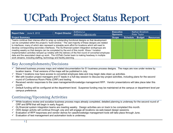 7202757-status-report-060812-ucpath-project-status-report-other-forms-blink-ucsd