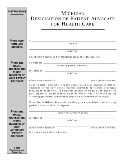 7203804-fillable-designation-of-patient-advocate-form-michigan