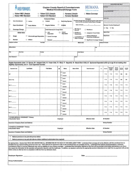 7240431-humana20and-2520kaiser20-medical20enr-ollment20for-m-humana-and-kaiser-medical-enrollment-form--clayton-county--other-forms-claytoncountyga