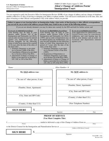 13 change of address immigration court Free to Edit Download Print