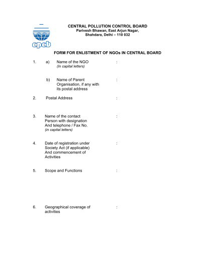 72692962-fillable-cpcb-for-ngo-enlistment-online-application-form