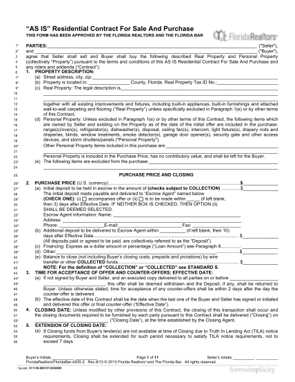 7339105-fillable-fillable-as-is-residential-contract-for-sale-and-purchase-form-faculty-mdc