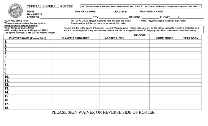 23 Baseball Roster Template page 2 - Free to Edit, Download & Print