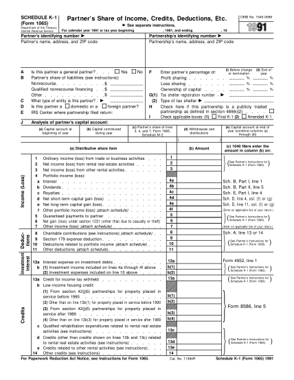 7397443-f1065sk1-1991-1991-schedule-k-1-form-1065---irs-other-forms-irs