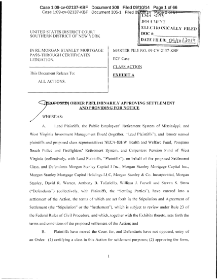 74952280-in-re-morgan-stanley-mortgage-pass-through-certificates-litigation-09-cv-02137-order-preliminarily-approving-settlement-and-providing-for-notice-in-re-morgan-stanley-mortgage-pass-through-certificates-litigation-09-cv-02137-order