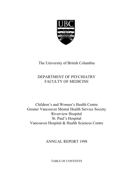 75470838-annual-report-b1998b-department-of-psychiatry-university-of-british-bb-psychiatry-ubc