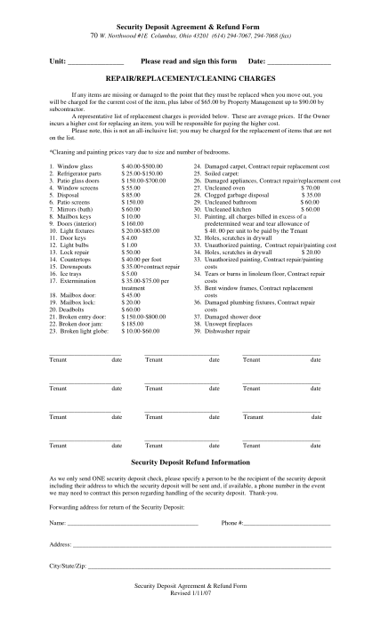 26 security deposit form pdf - Free to Edit, Download & Print | CocoDoc