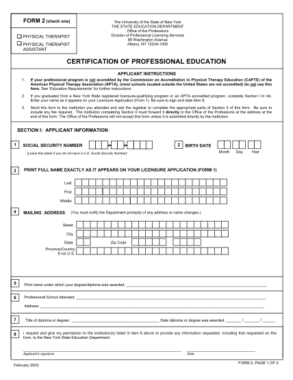 7644260-physical-therapy-form-2-certification-of-professional-education-op-nysed