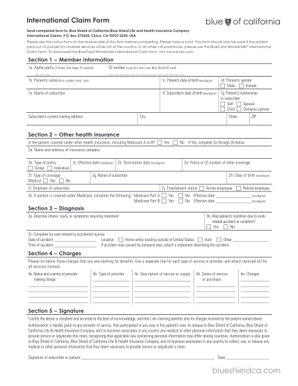 19 bcbs international claim form - Free to Edit, Download & Print | CocoDoc