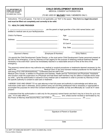 126 Child Medical Consent Form page 2 - Free to Edit, Download & Print ...